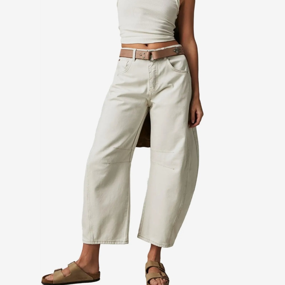 We The Free Cream Ankle & Cropped Jeans